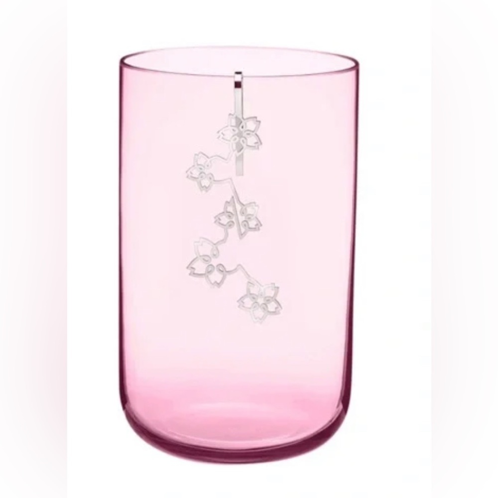 Christofle Pink Glass Vase With Silver-Plated Ornament